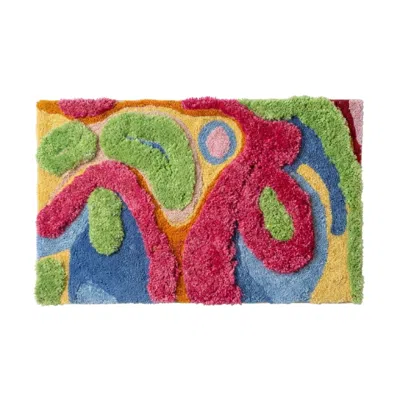 Yaya & Co. Bellows Organic Cotton Handmade Colorful Tufted Abstract Bathmat In Multi