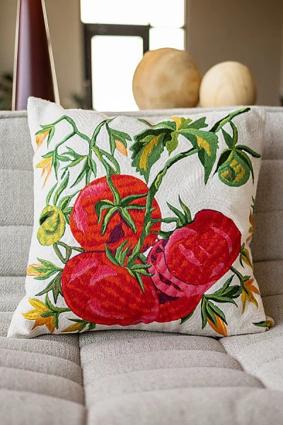 Yaya & Co. Caprese Tomato Organic Cotton Throw Pillow In Red At Urban Outfitters In Multi