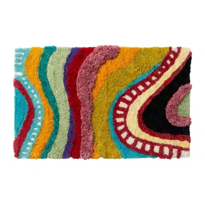Yaya & Co. Echo Organic Cotton Handmade Colorful Tufted Abstract Bathmat In Multi