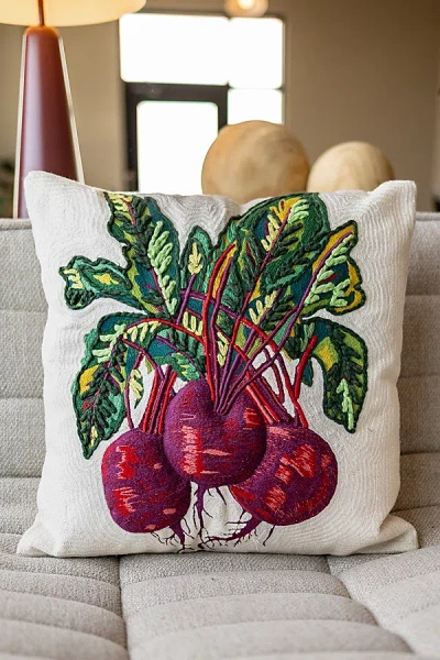 Yaya & Co. Hardy Beet Organic Cotton Throw Pillow In Red At Urban Outfitters In Black