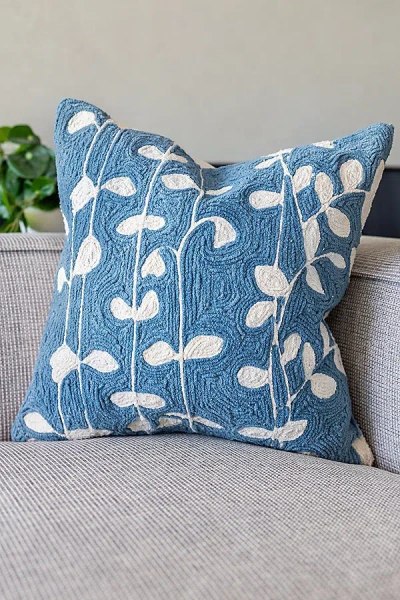 Yaya & Co. Joan Organic Cotton Embroidered Floral Pillow In Blue At Urban Outfitters