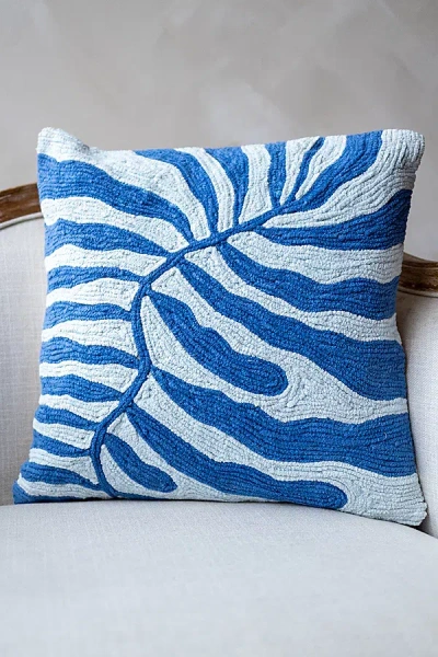 Yaya & Co. Parker Organic Cotton Embroidered Floral Pillow In Blue At Urban Outfitters In Animal Print