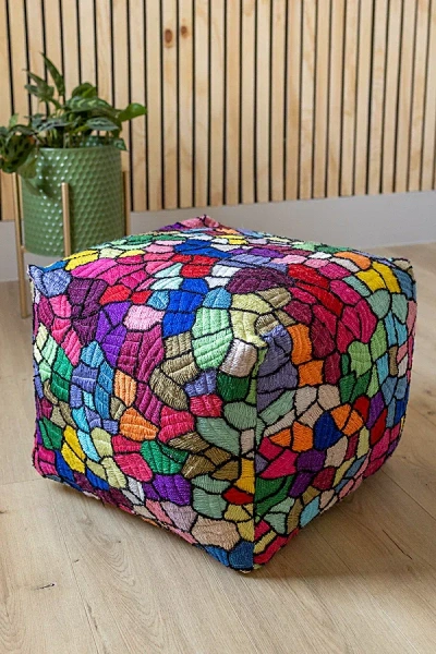 Yaya & Co. Vitral Organic Cotton Pouf At Urban Outfitters In Multi