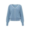 YAYA BATWING SWEATER WITH V NECK AND SEAM DETAILS | INFINITY BLUE