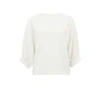 YAYA BATWING TOP WITH BOATNECK & LONG SLEEVES | OFF WHITE