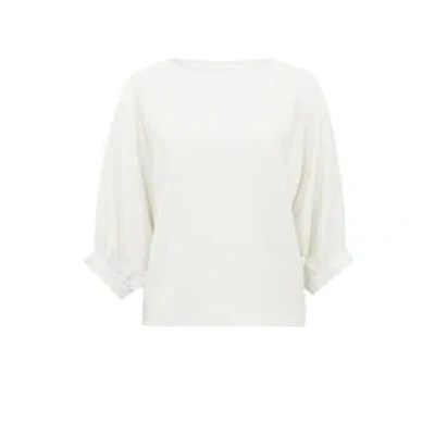 Yaya Batwing Top With Boatneck & Long Sleeves | Off White