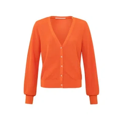 Yaya Cardigan With A V-neck, Long Sleeves And Little Buttons In Orange