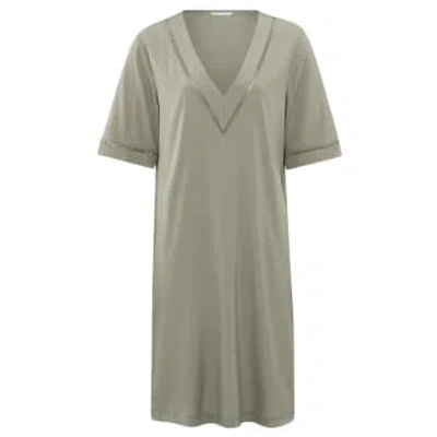 Yaya Dress With V-neck And Shorts Sleeves In Wide Fit In Green