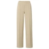 YAYA JERSEY WIDE LEG TROUSERS WITH ELASTIC WAIST AND SEAM DETAILS | WHITE PEPPER BEIGE