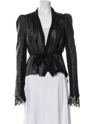 Pre-owned Ya-ya Leather Evening Jacket In Black
