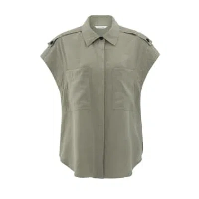 Yaya Sleeveless Blouse With Buttons, Pockets And Cargo Accents In Neutral