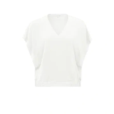Yaya Sleeveless Linen Top With V-neck And Elastic Waistband In White