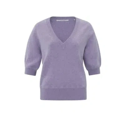 Yaya Soft Jumper With V Neck And Half Long Sleeves | Lavender Purple Melange