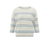YAYA STRIPED SWEATER WITH BOATNECK AND RIB DETAILS | BEIGE DESSIN