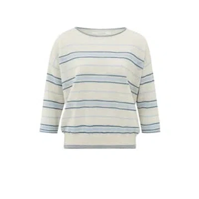 Yaya Striped Jumper With Boatneck And Rib Details | Beige Dessin In Neturals