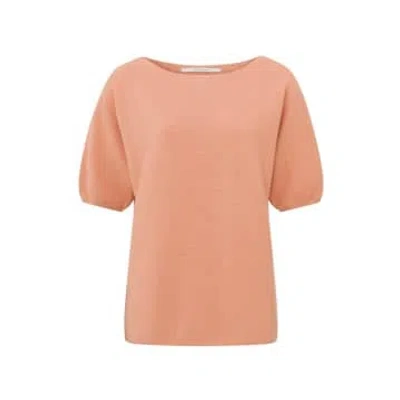 Yaya Jumper With Boatneck & Short Balloon Sleeves | Dusty Coral Orange In Pink