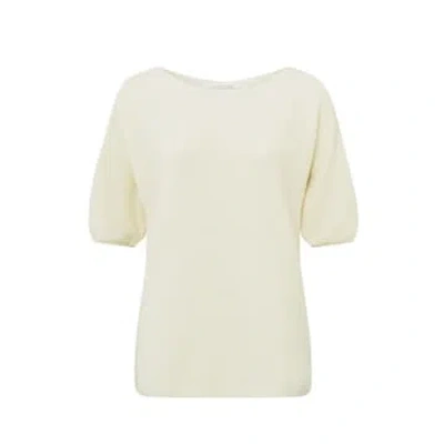 Yaya Jumper With Boatneck And Short Balloon Sleeves | Ivory White
