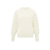 YAYA SWEATER WITH BOATNECK, LONG SLEEVES AND BUTTON DETAILS |IVORY WHITE MELANGE