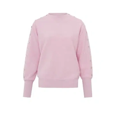 Yaya Sweater With Boatneck, Long Sleeves And Button Details | Lady Pink Melange