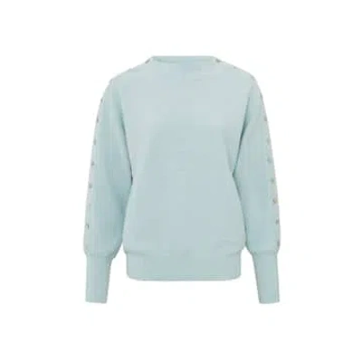 Yaya Sweater With Boatneck, Long Sleeves And Button Details | Plein Air Blue