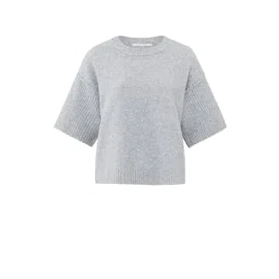 Yaya Sweater With Boatneck, Wide Half Long Sleeves In A Boxy Fit | Grey Melange