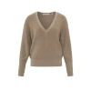 YAYA SWEATER WITH V-NECK AND LONG SLEEVES | AFFOGATO BROWN