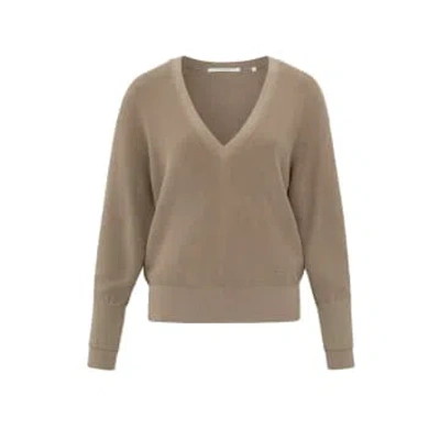 Yaya Jumper With V-neck And Long Sleeves | Affogato Brown