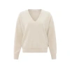 YAYA SWEATER WITH V NECKLINE AND DROPPED SHOULDERS | GRAY MORN BEIGE