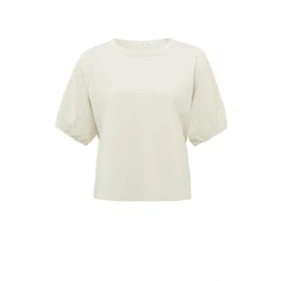 Yaya T Shirt With Round Neck And Puff Sleeves | Light Beige Melange In Neturals