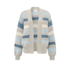 YAYA TEXTURED CARDIGAN WITH KNITTED STRIPES | WIND CHIME BEIGE DESSIN