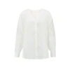 YAYA V-NECK BLOUSE WITH OPEN WORK TAPES | OFF WHITE