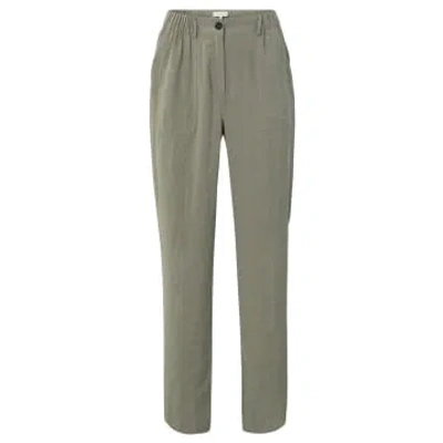 Yaya Woven Cargo Trousers With Elastic Waist, Pockets And Slits In Metallic