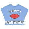 YAZBUKEY YAZBUKEY LADIES T-SHIRT LIGHT BLUE GODDESS CROPTOP COTTON