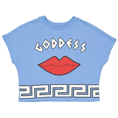 Yazbukey Ladies T-shirt Light Blue Goddess Croptop Cotton