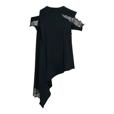 Ych Asymmetric Off-shoulder Top In Blue