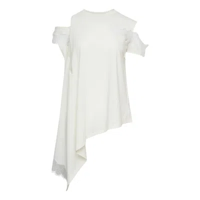 Ych Asymmetric Off-shoulder Top In White