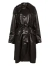 Ych Belted Hooded Coat In Brown