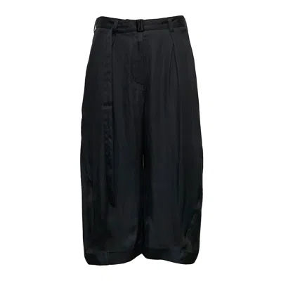 Ych Belted Loose Bermuda Pants In Black