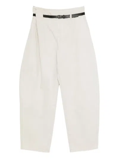Ych Belted Pleated Trousers In White
