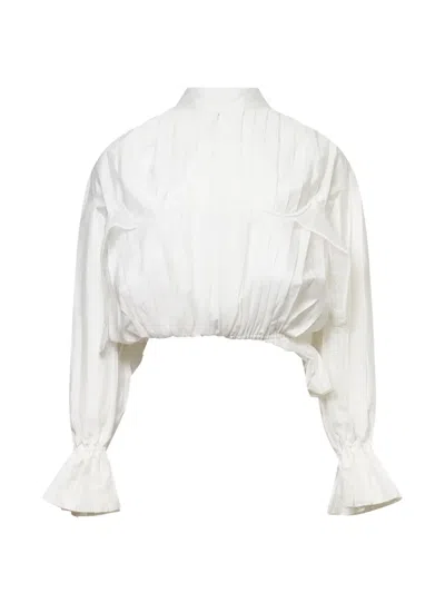 Ych Bralette Pleated Blouse In White