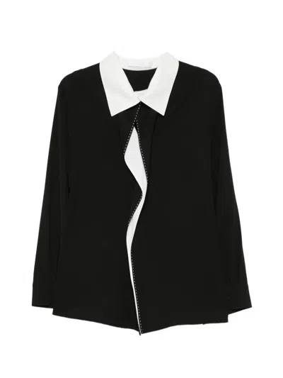 Ych Contrast-collar Blouse In Black