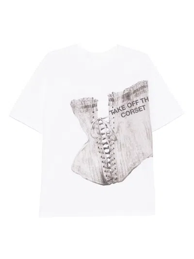 Ych Corset-print T-shirt In White