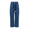 Ych Drawstring Elastic Waist Jeans In Blue