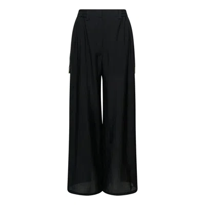 Ych Elasticated-waist Wide-leg Trousers In Black