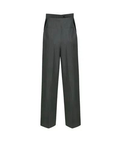 Ych High-waisted Pintuck Pants In Gray