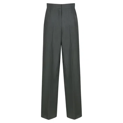 Ych High-waisted Pintuck Pants In Gray