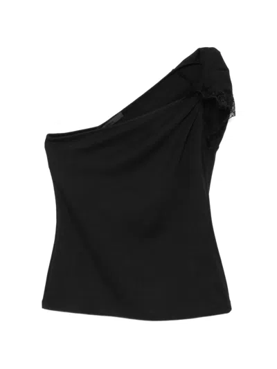Ych Knitted One-shoulder Top In Black