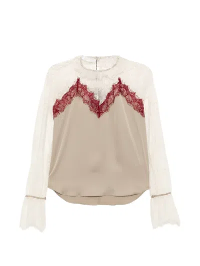 Ych Lace-detail Top In Neutral