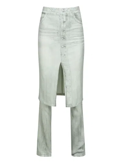 Ych Layered Denim Trousers In Green