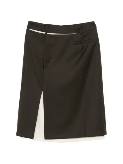 Ych Layered Midi Skirt In Brown